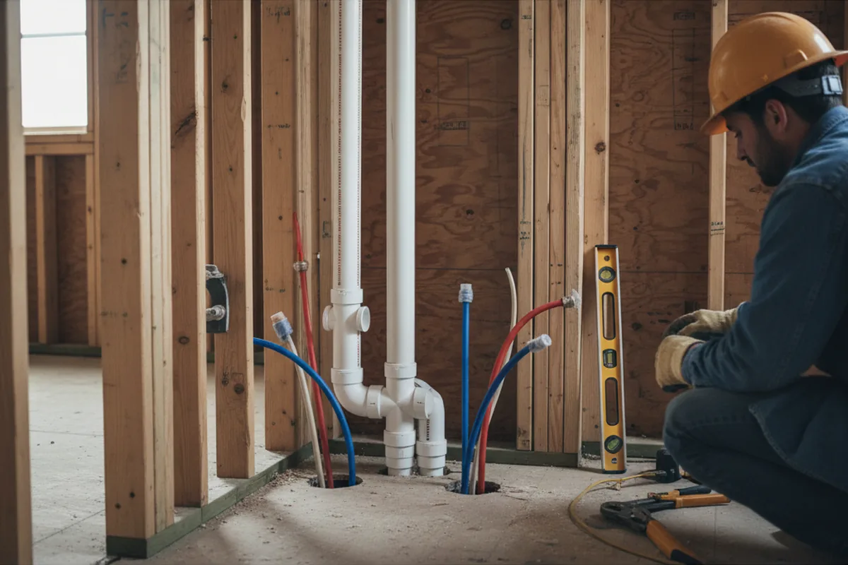 Drain and supply rough-in during Toilet Repair and Installation in Piper City