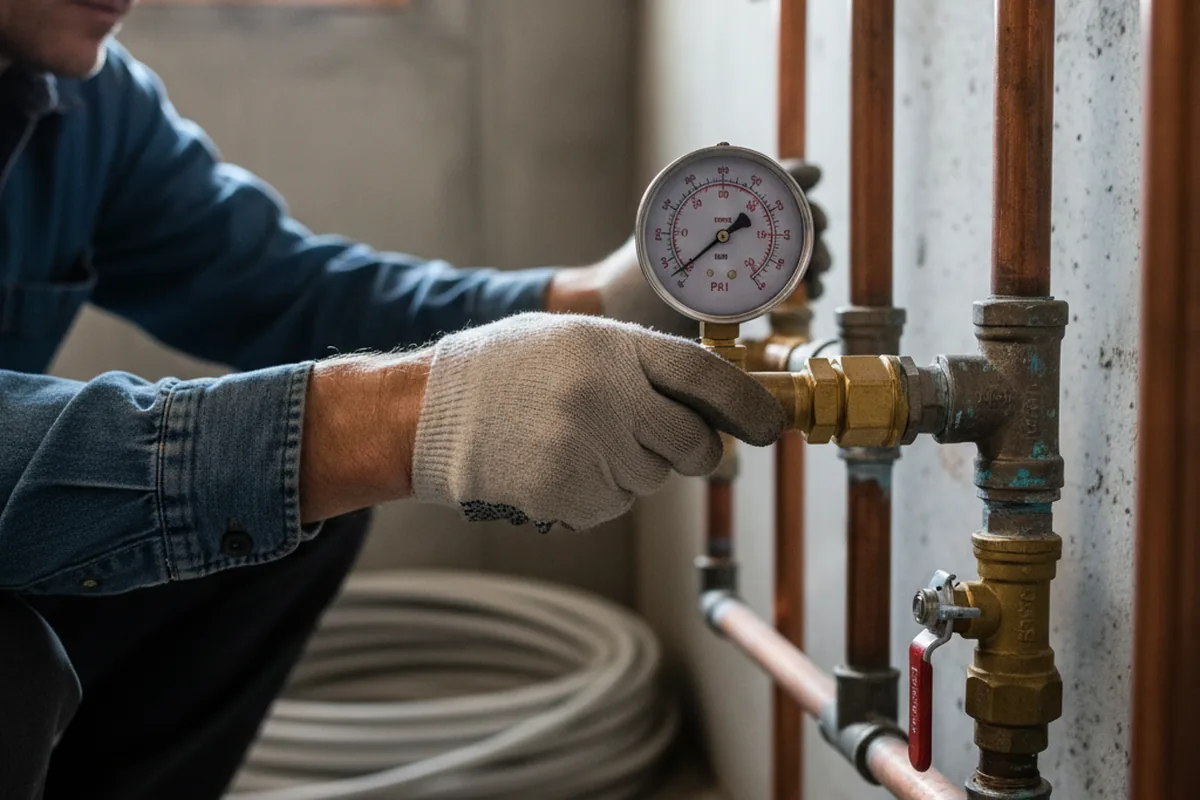 Pressure testing a repaired line during Water Line Repair in Piper City